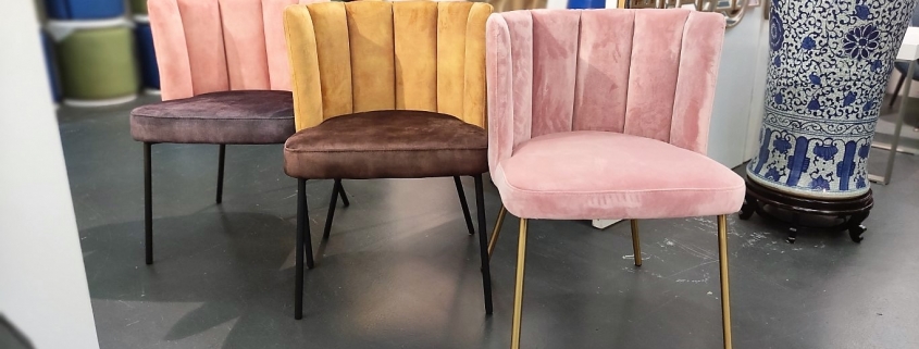BS021, Chaise à accoudoirs "TULIPE" velours