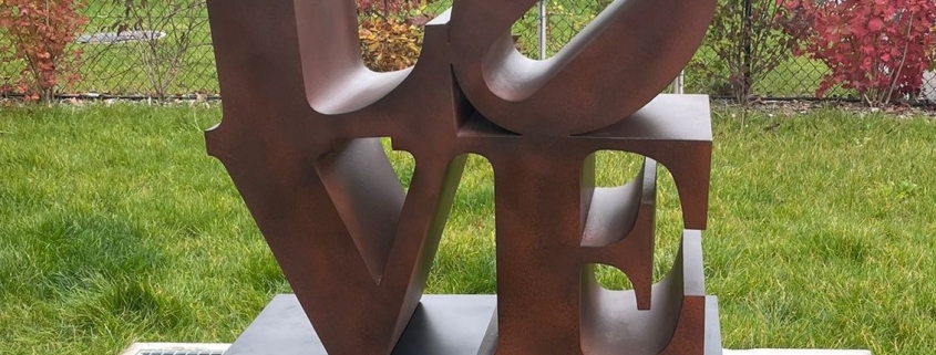SCULPTURE, LOVE, couleur rouille, extérieur-interieur